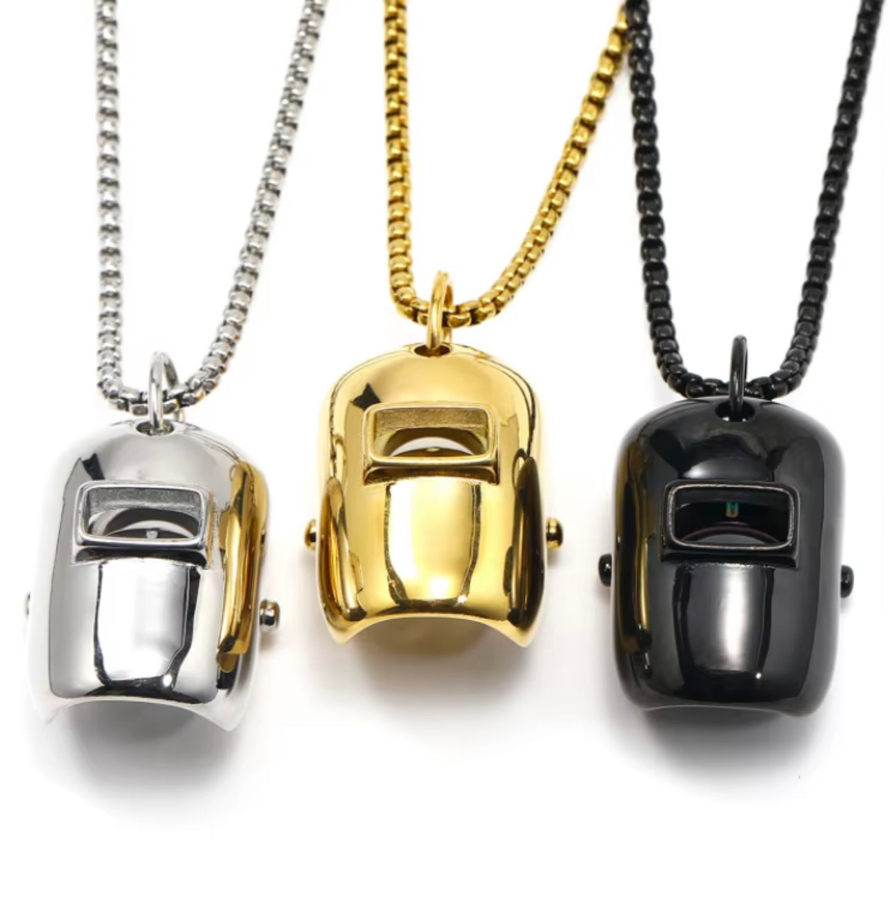 Welding hood necklace