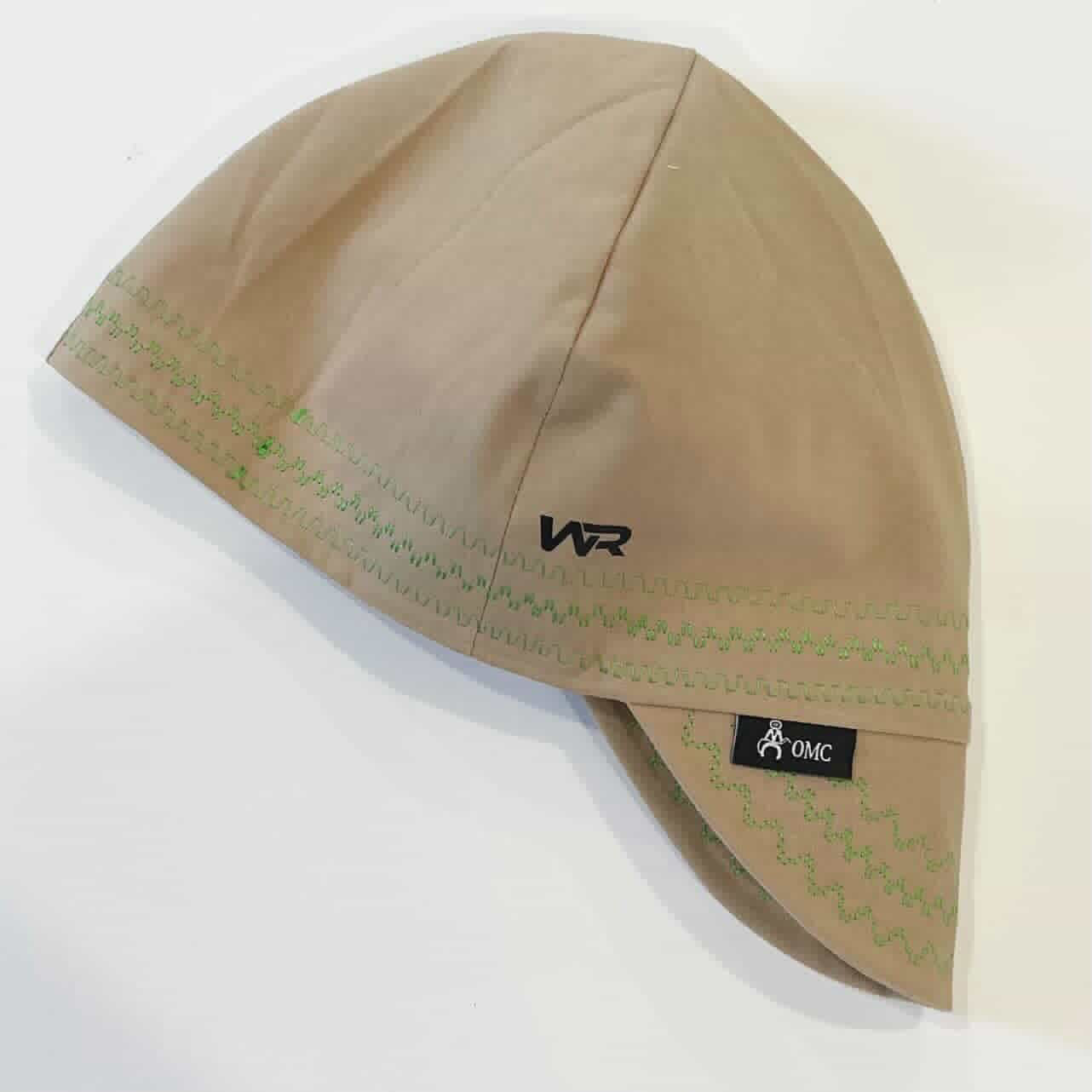 Tan Welding Cap, Green stitching