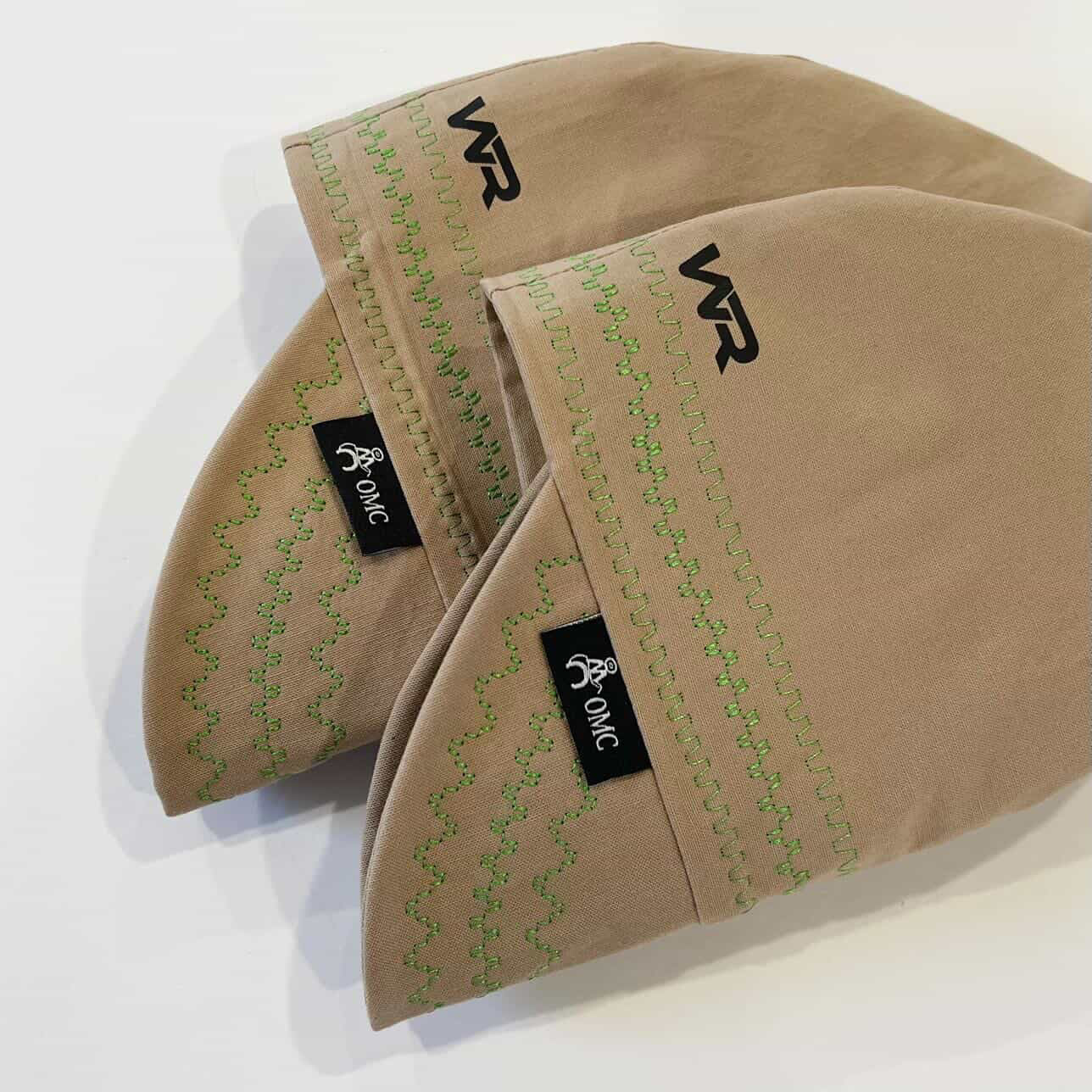 Tan Welding Cap, Green stitching