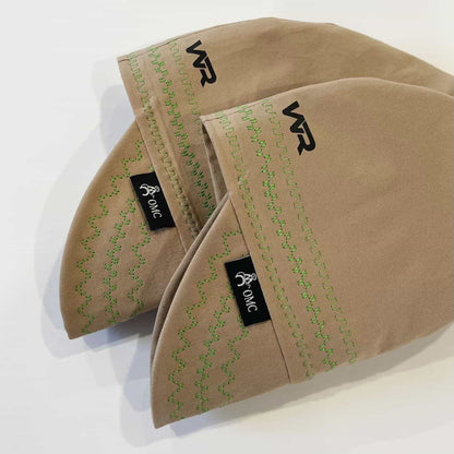 Tan Welding Cap, Green stitching