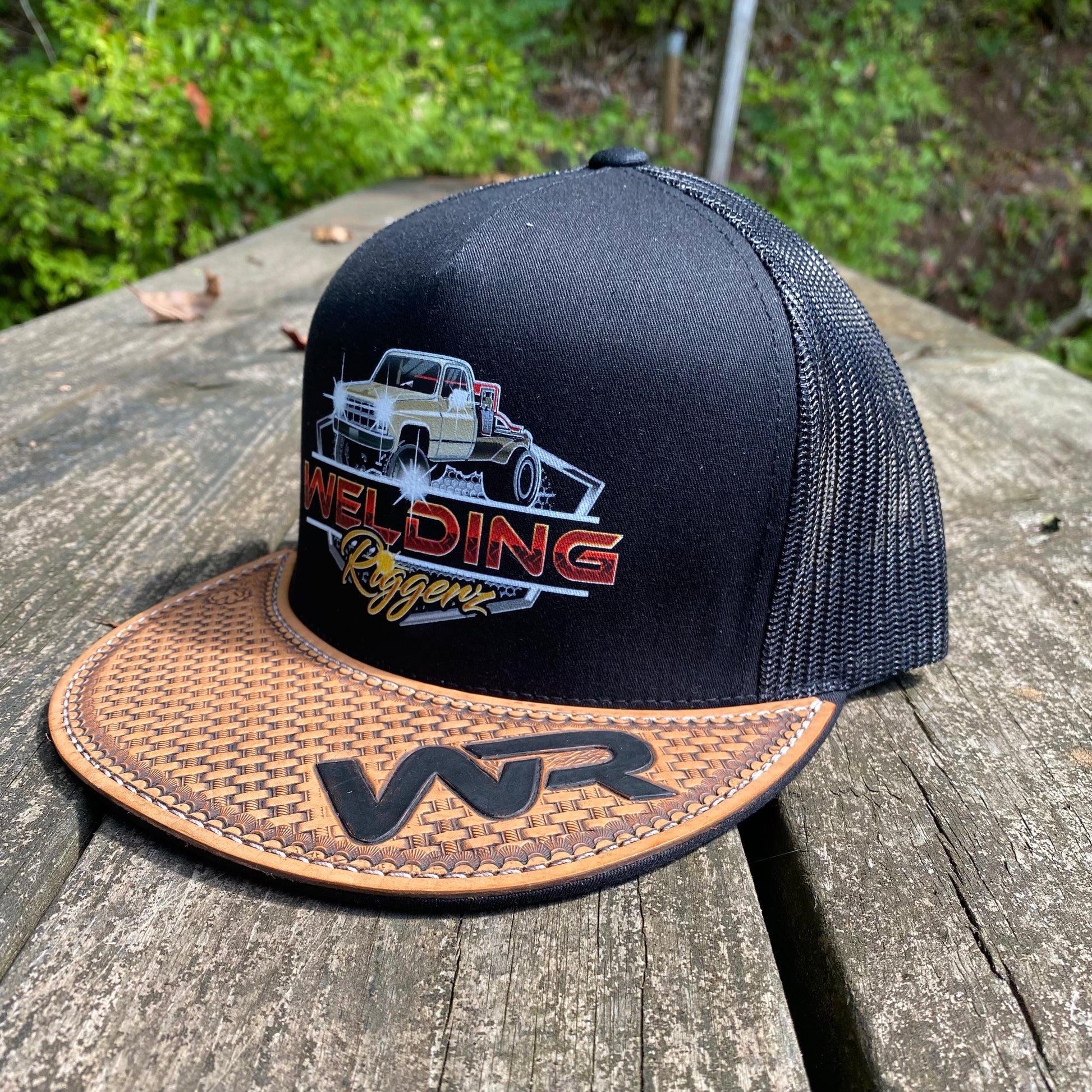 Leather bill online baseball cap