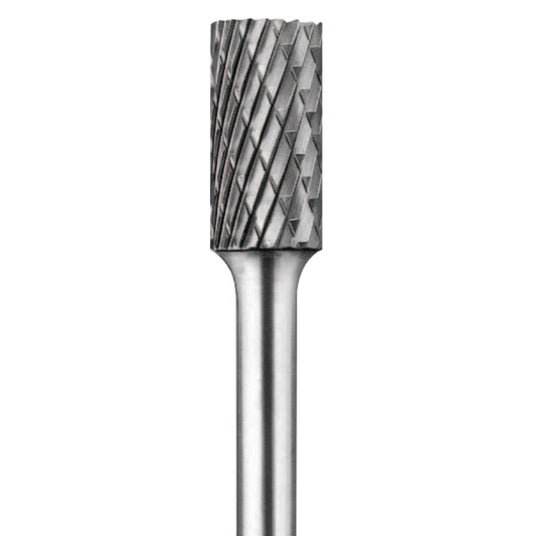 Carbide Cylindrical/Plain Bur Bit, 1/2"Dia. x 1"L Cut, 1/4" Shank, Alt. Diamond