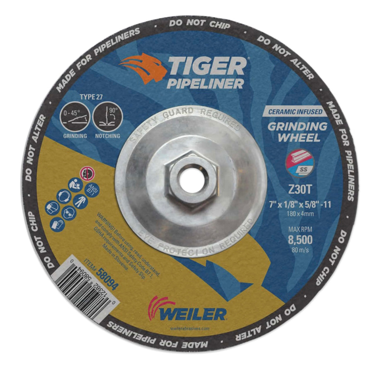 Tiger Pipeliner Grinding Wheel 7"