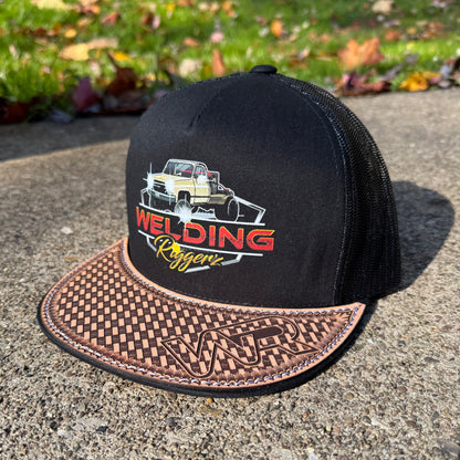Old School Welder Leather Bill Hat