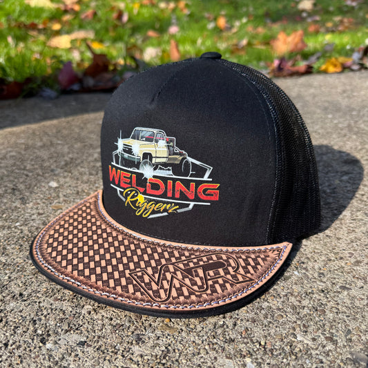 Old School Welder Leather Bill Hat