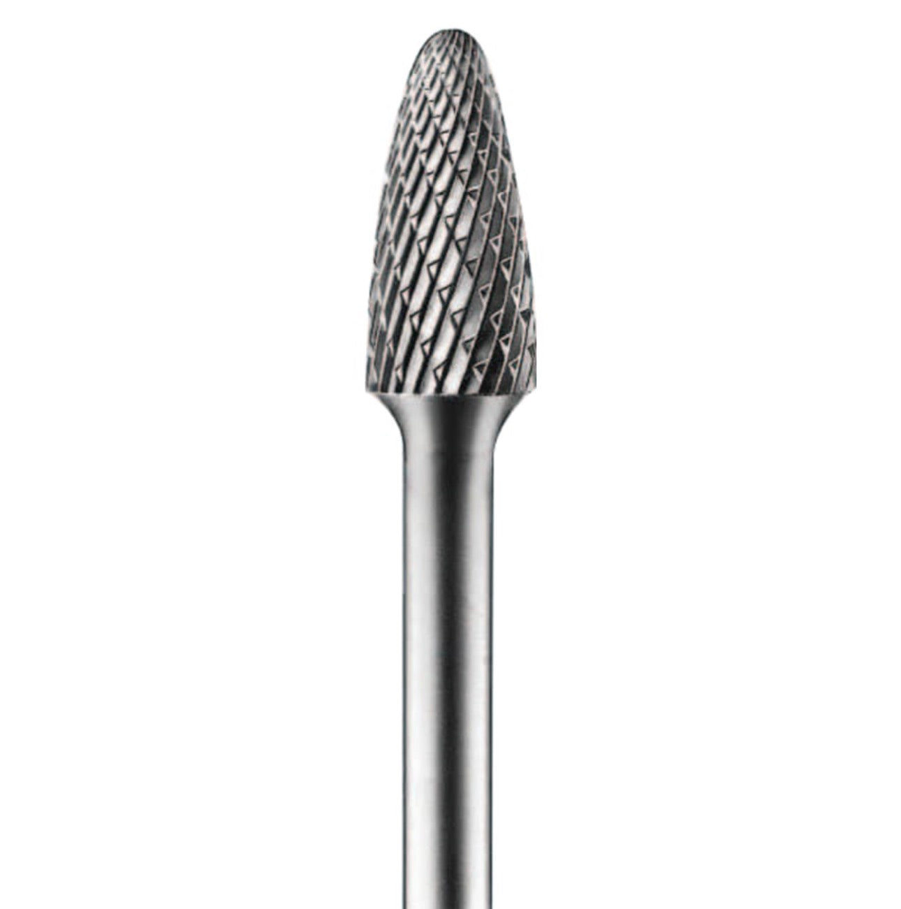 Carbide Tree/Radius Shape Bur Bit, 3/8"Dia.x3/4"L Cut, 1/4" Shank, Alt. Diamond