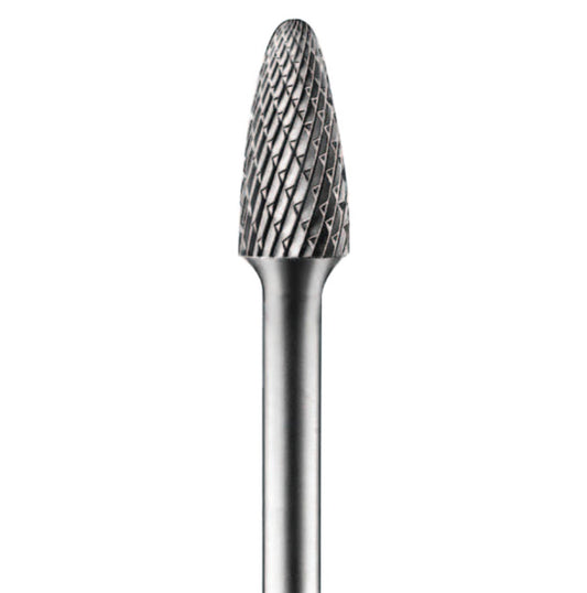 Carbide Tree/Radius Shape Bur Bit, 3/8"Dia.x3/4"L Cut, 1/4" Shank, Alt. Diamond
