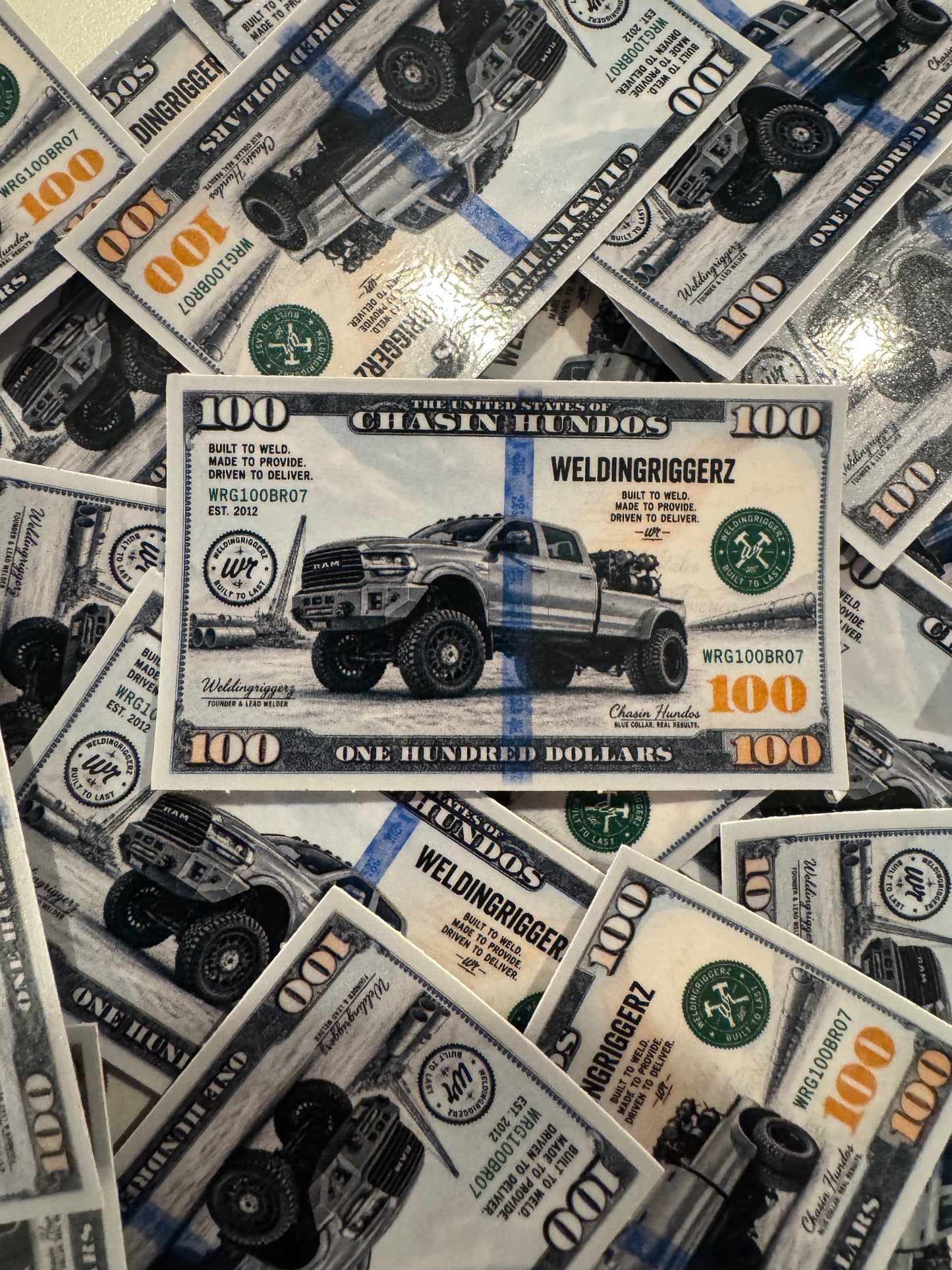 Rig Welder $100 Bill Decal