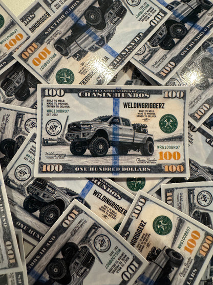 Rig Welder $100 Bill Decal