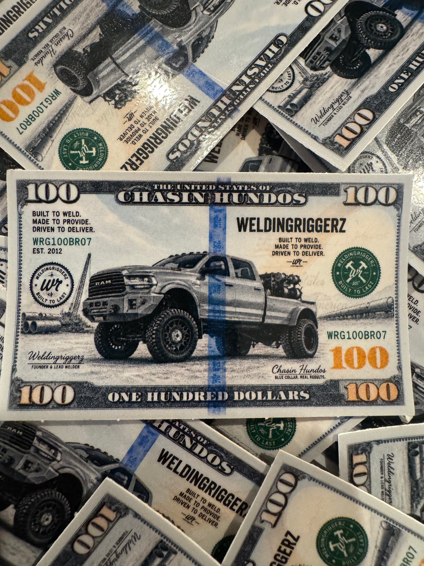 Rig Welder $100 Bill Decal