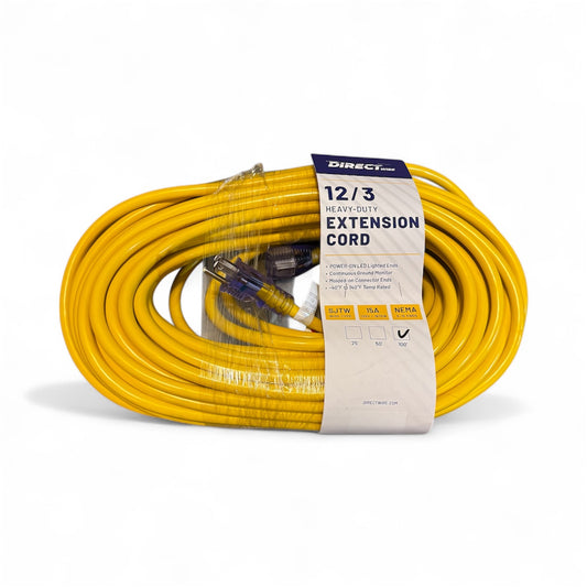 12/3 100ft Heavy Duty Extension Cord Yellow