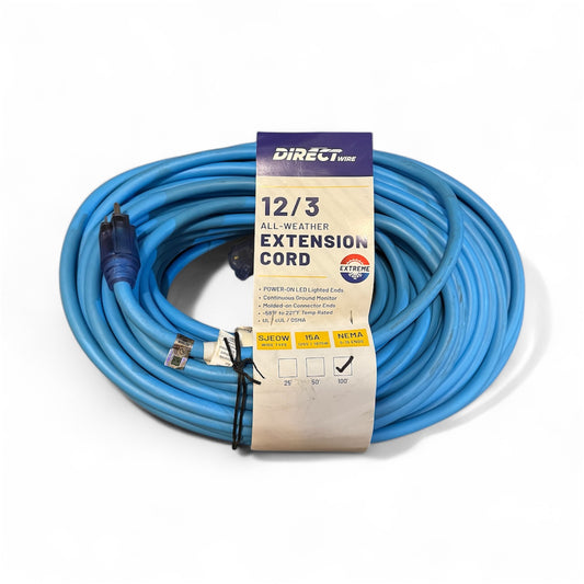 12/3 100ft All Weather Extension Cord Blue